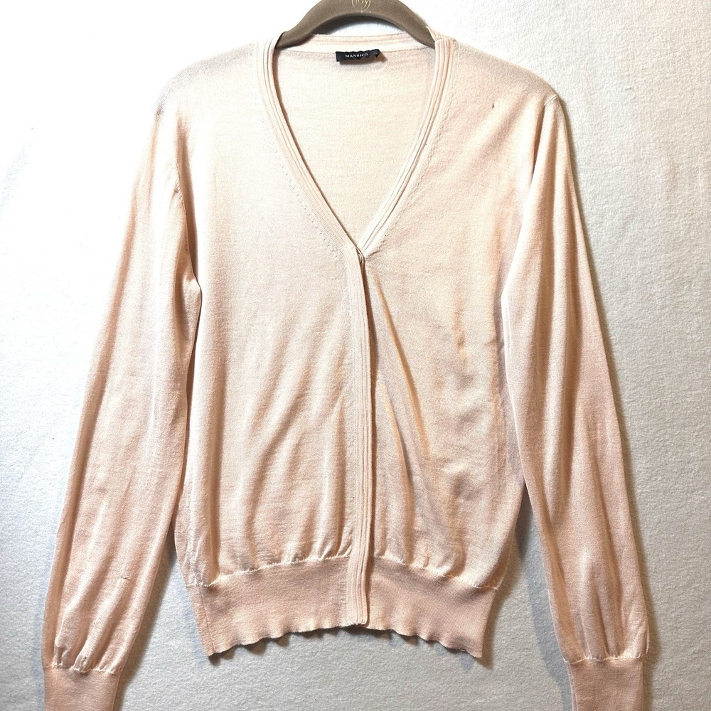 Manrico Italian Cashmere Silk S Small‎ Cardigan Sweater Knit V-neck Quiet Luxury